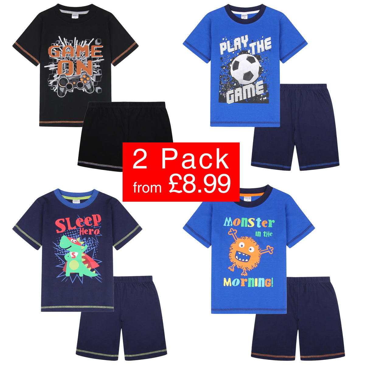 3PK Boys Shorty Pyjamas Techno