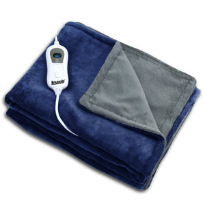 Luxurious Navy Grey Fleece Heated Electric Throw