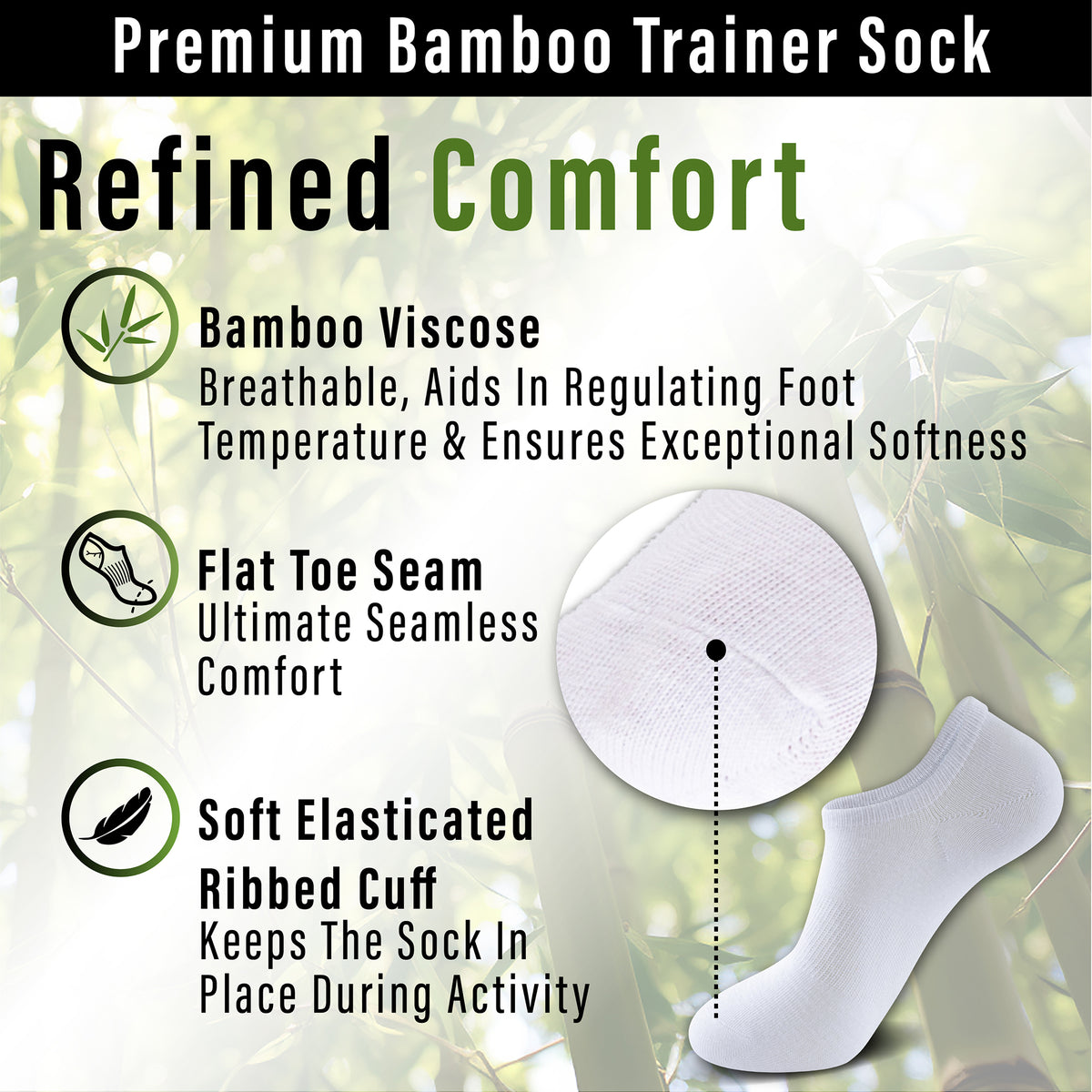 Assorted 6 Pack Womens Bamboo Trainer socks