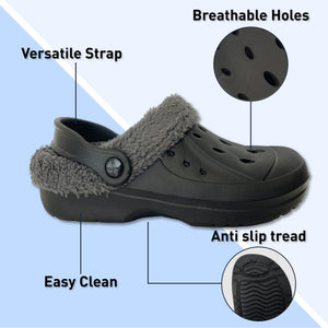 Boys Fleece Lined Clogs Black