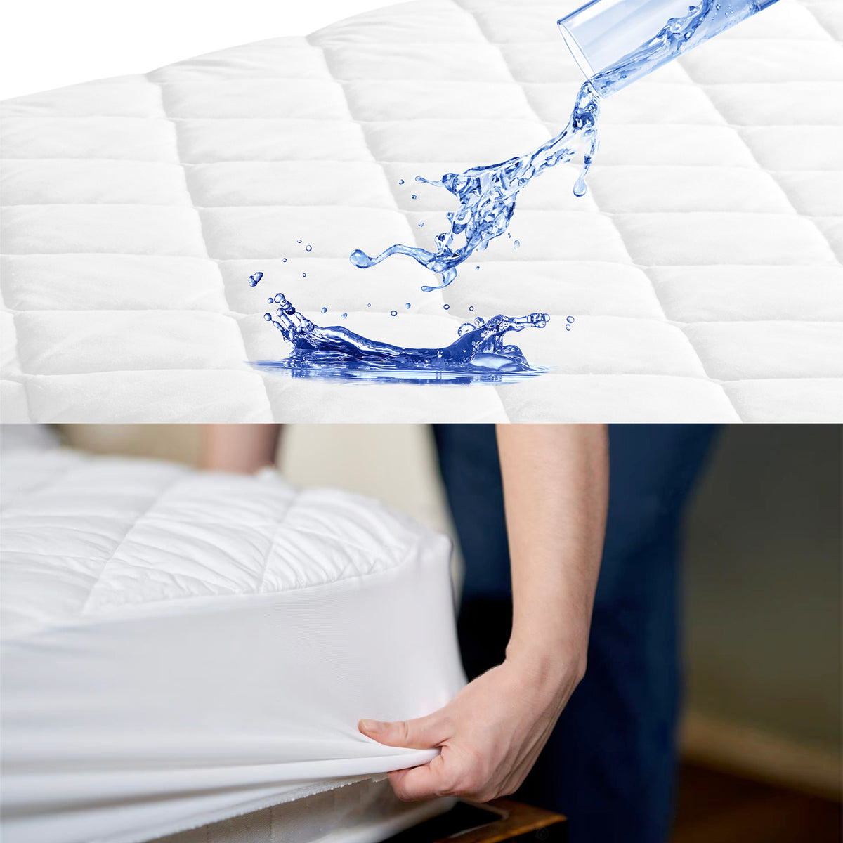 Quilted Mattress Protector Waterproof White