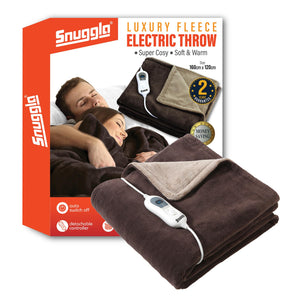 Luxurious Choloate Brown Fleece Heated Electric Throw