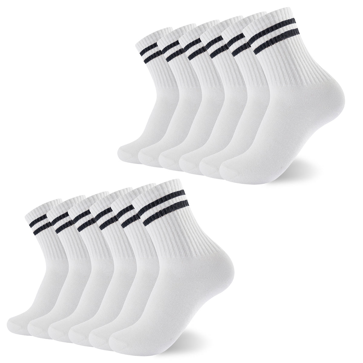 Womens 12 Pack Sports Ankle/Crop Length Socks (White)