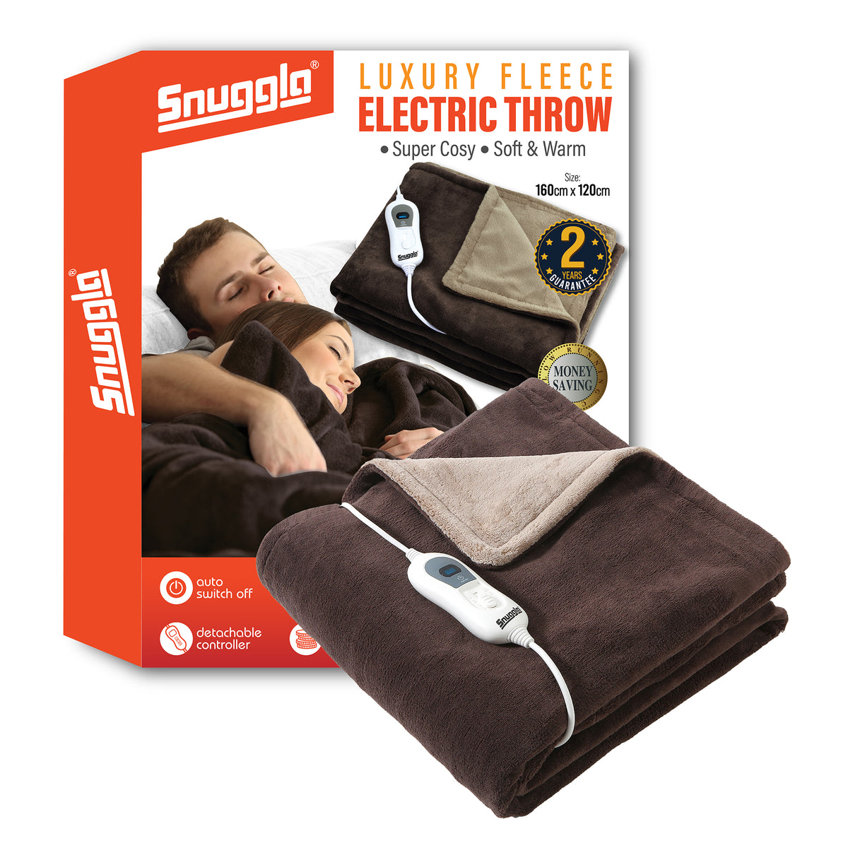 Luxurious Choloate Brown Fleece Heated Electric Throw