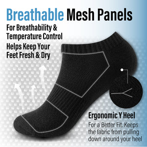 Womens 12pk Half Terry Black Trainer Socks 