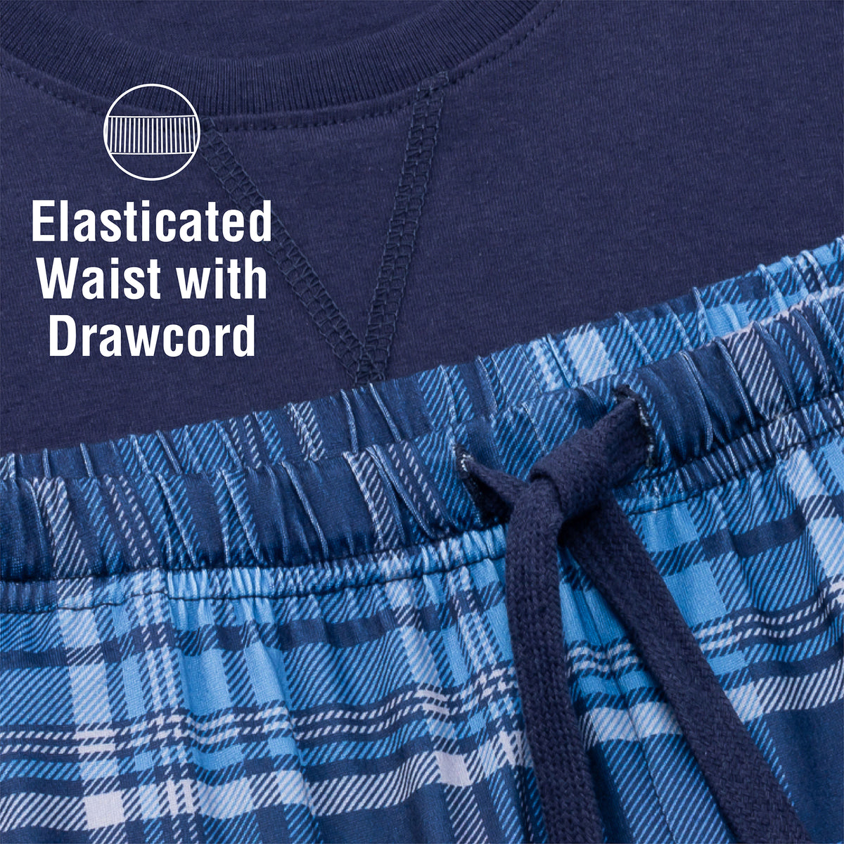 Boys 2pk Navy Checked Pyjamas