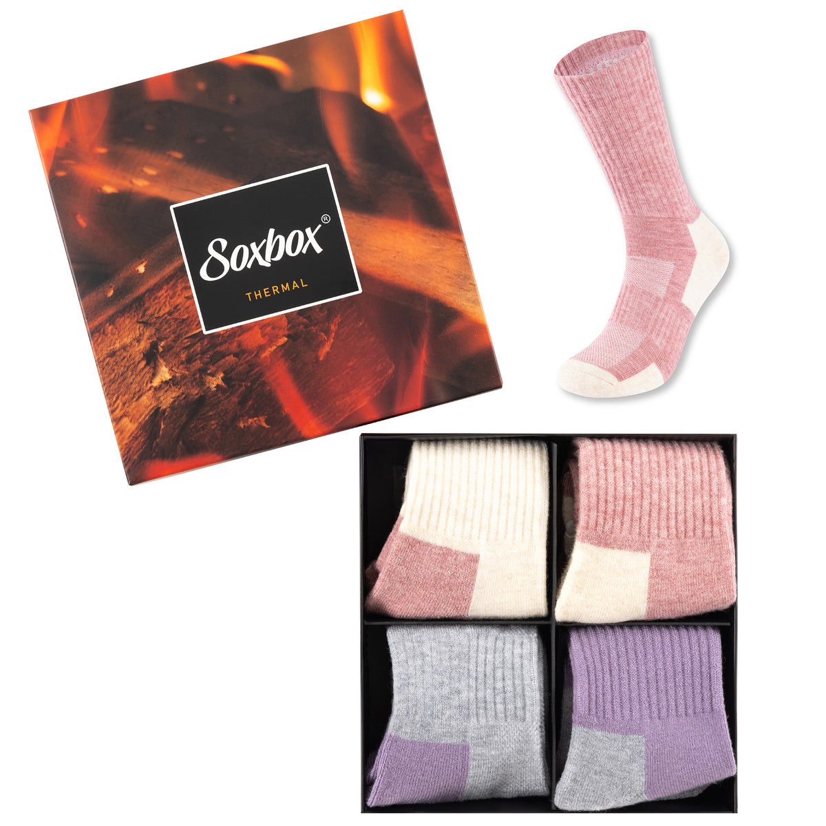 Womens 4 Pack Thermal Socks - Soxbox (Assorted)