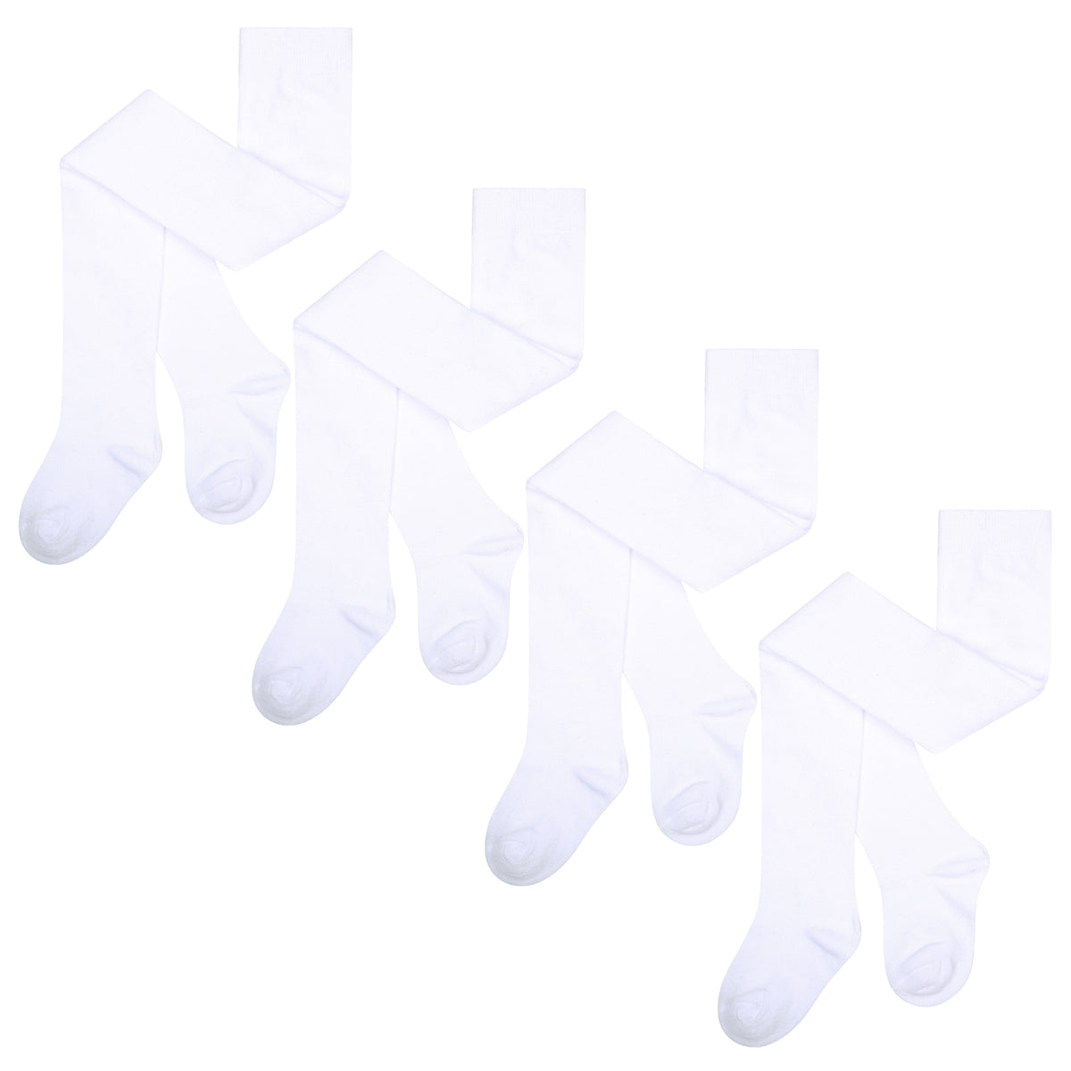 Girls 4 Pack Solid Tights (White)