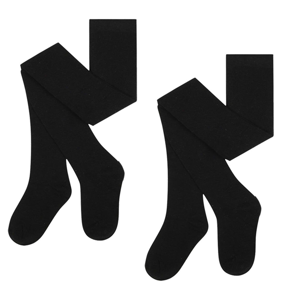 Girls 2 Pack Solid Tights (Black)