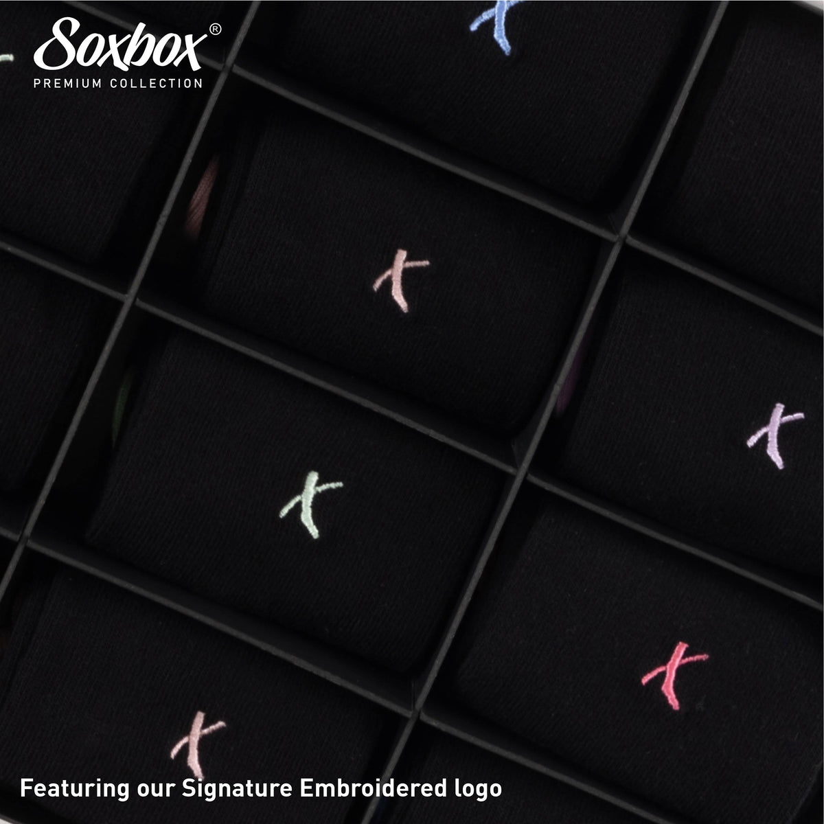 Womens 12 Pack Embroidery Socks - Soxbox