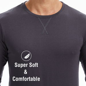 Mens Grey Checked Long Sleeve Pyjama Set 