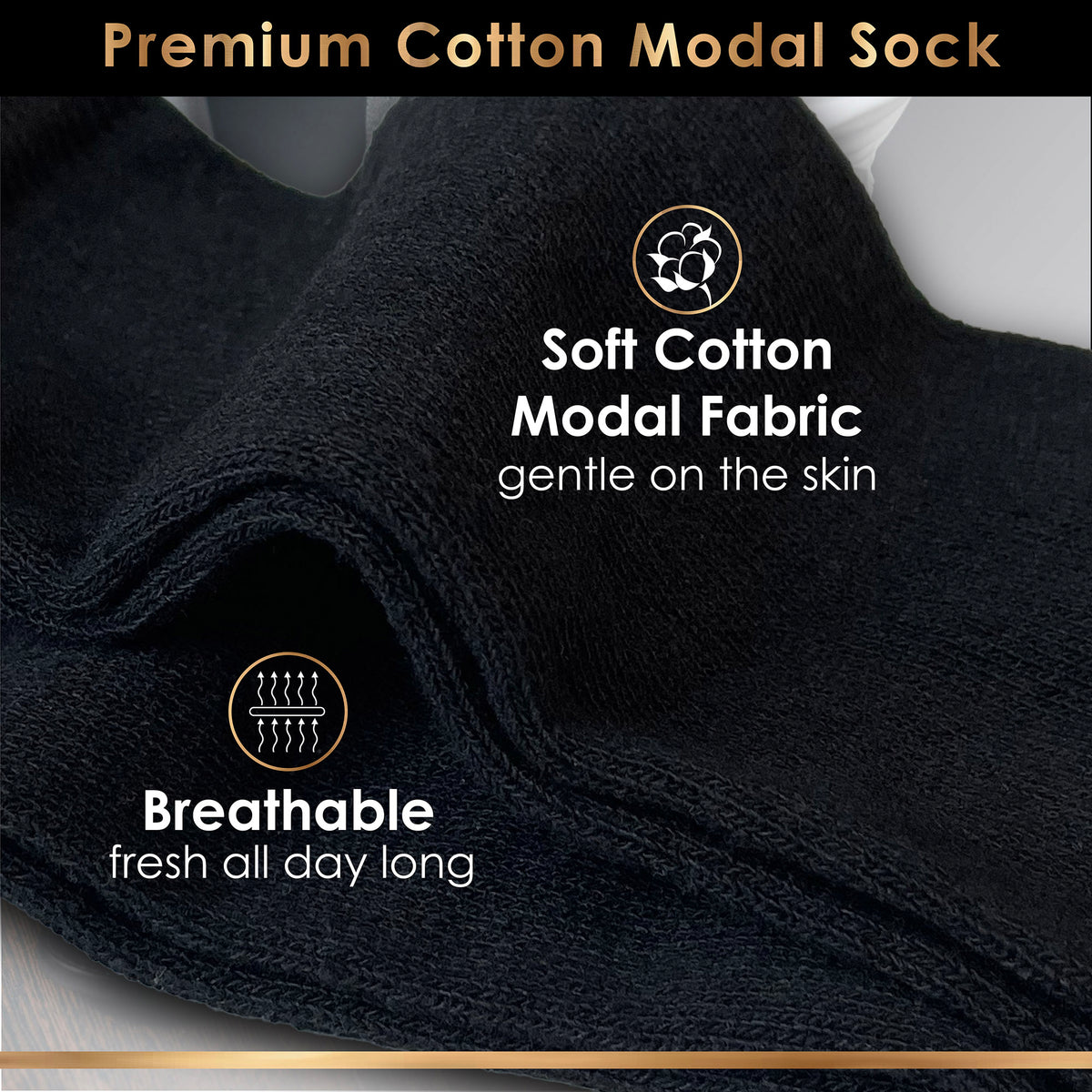 Black 6 Pack Mens Premium Modal Blend Socks