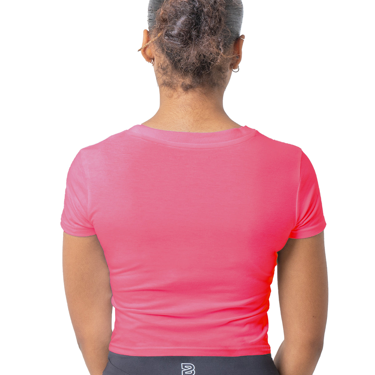 Ladies Pink Crop Length T-Shirt