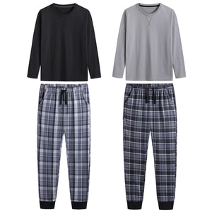 Boys 2pk Grey Check Fleece Pyjamas 