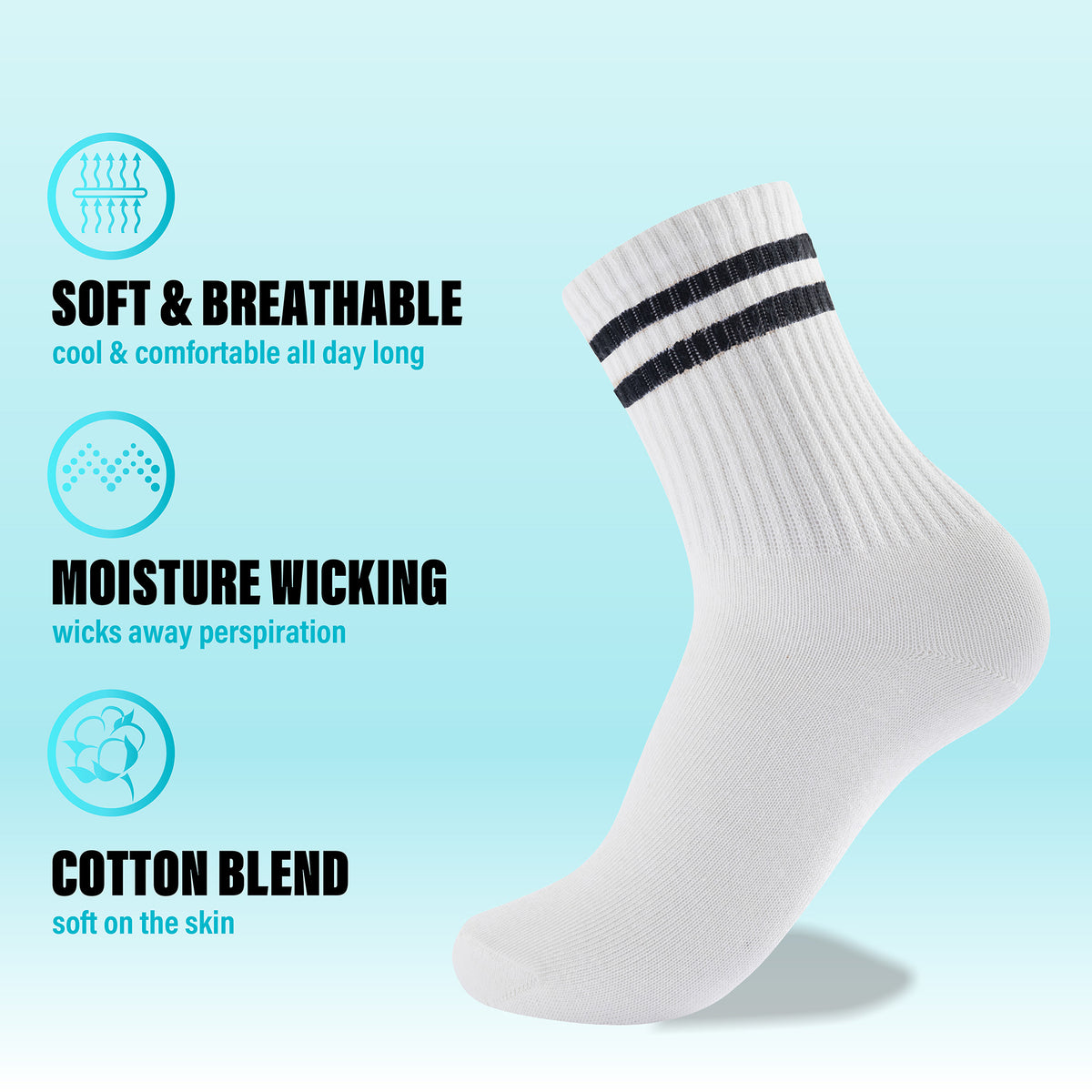 Womens 12 Pack Sports Ankle/Crop Length Socks (White)