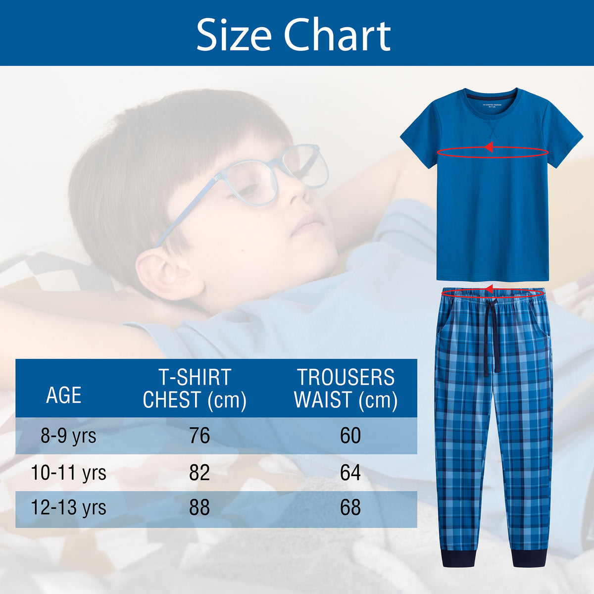Boys 2pk Navy Checked Pyjamas