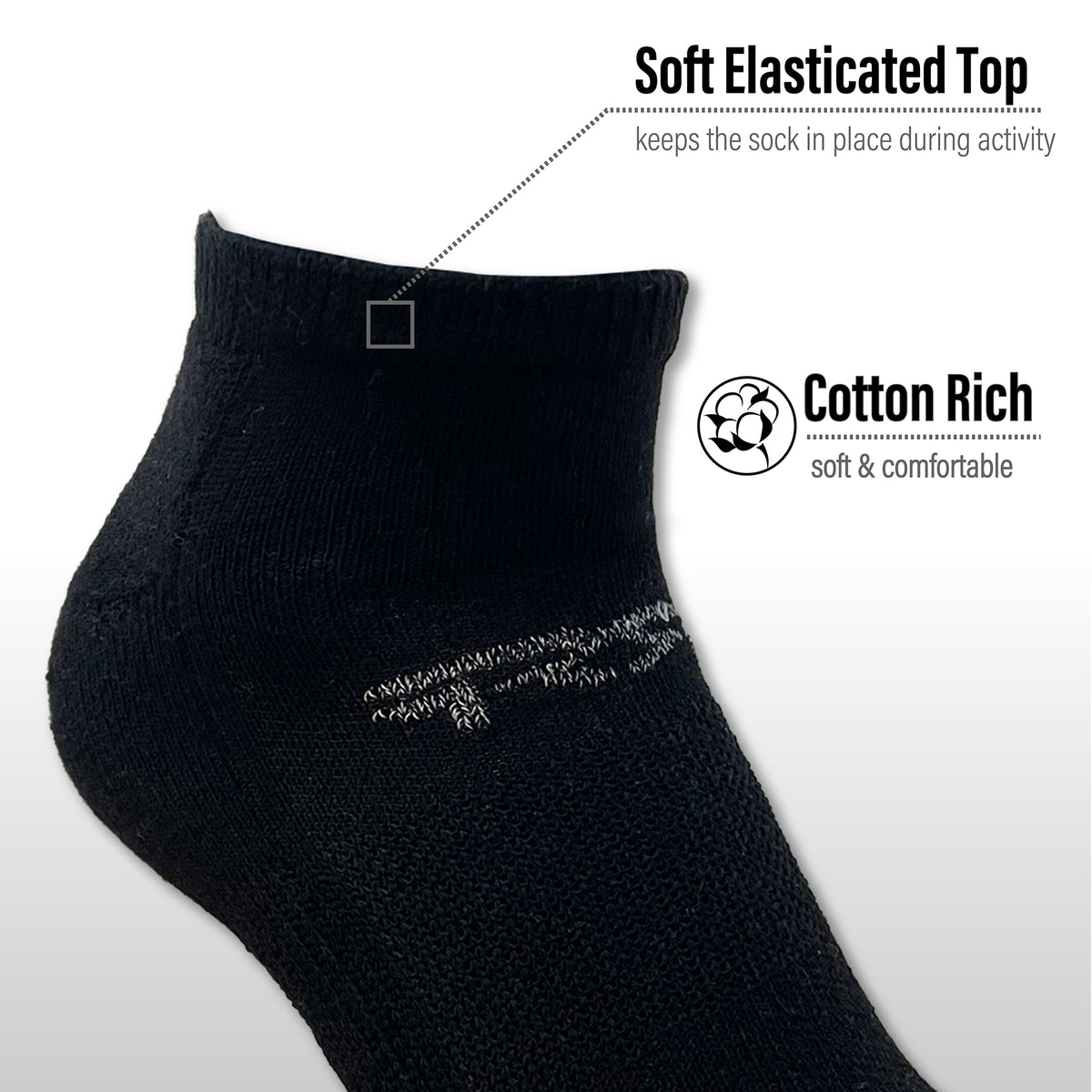 Mens 6 Pack Low Cut Sports Socks Black