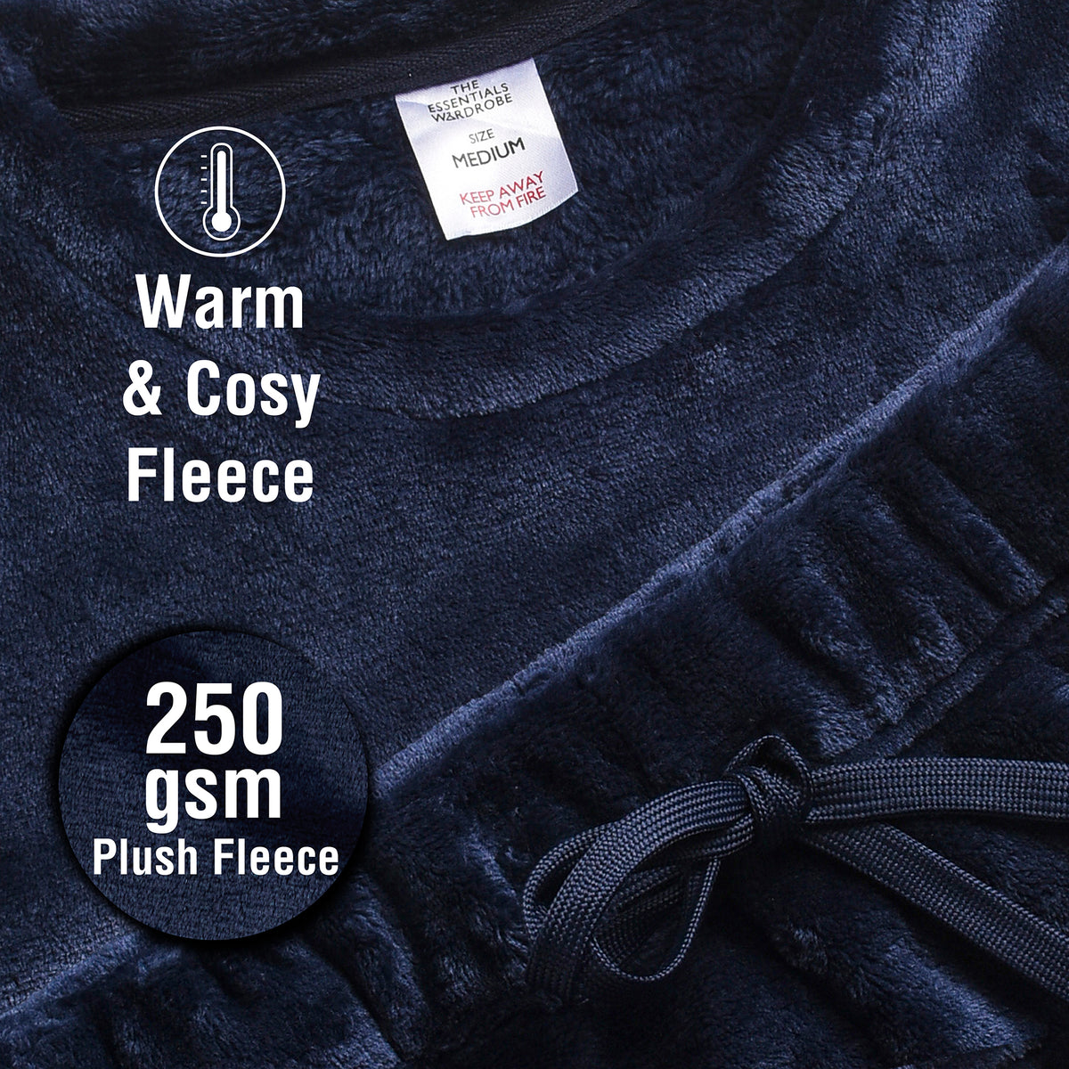 Mens Flannel Fleece Navy Pyjama Set 