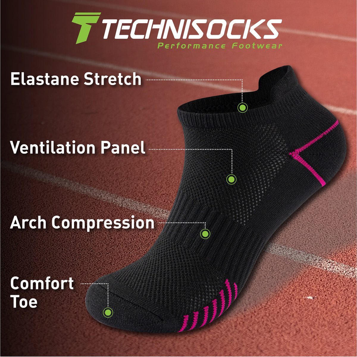 Ladies Trainer Liner Sports Socks Black