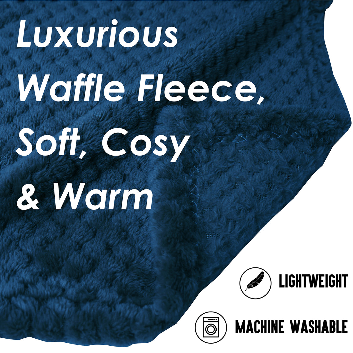 Flannel Fleece Waffle Blanket Light Navy 