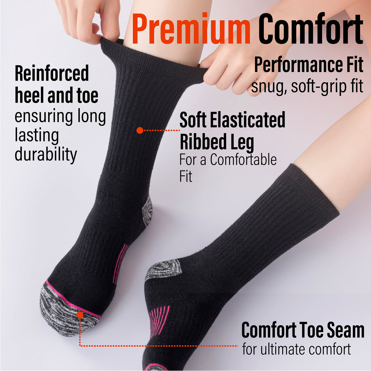 Womens 6pk Black Thermal Socks 