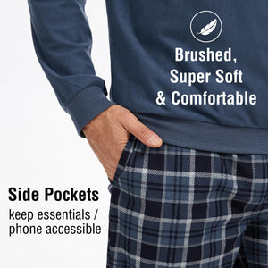 Mens Blue Checked Pyjama Set 