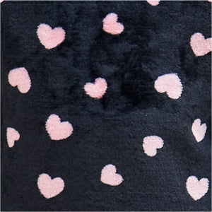 Girls Fleece Black/Pink Hearts Pyjamas
