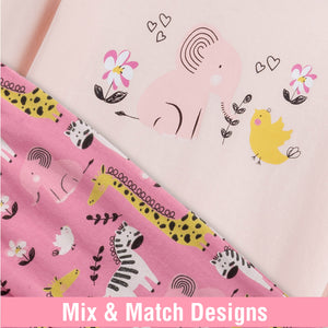 Girls 3PK LS Long Pyjamas Zoo - Younger