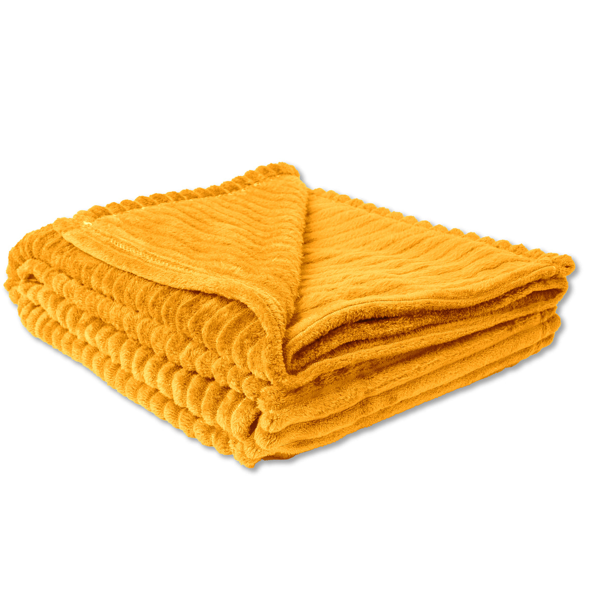 Flannel Fleece Rib Blanket Yellow/Mustard