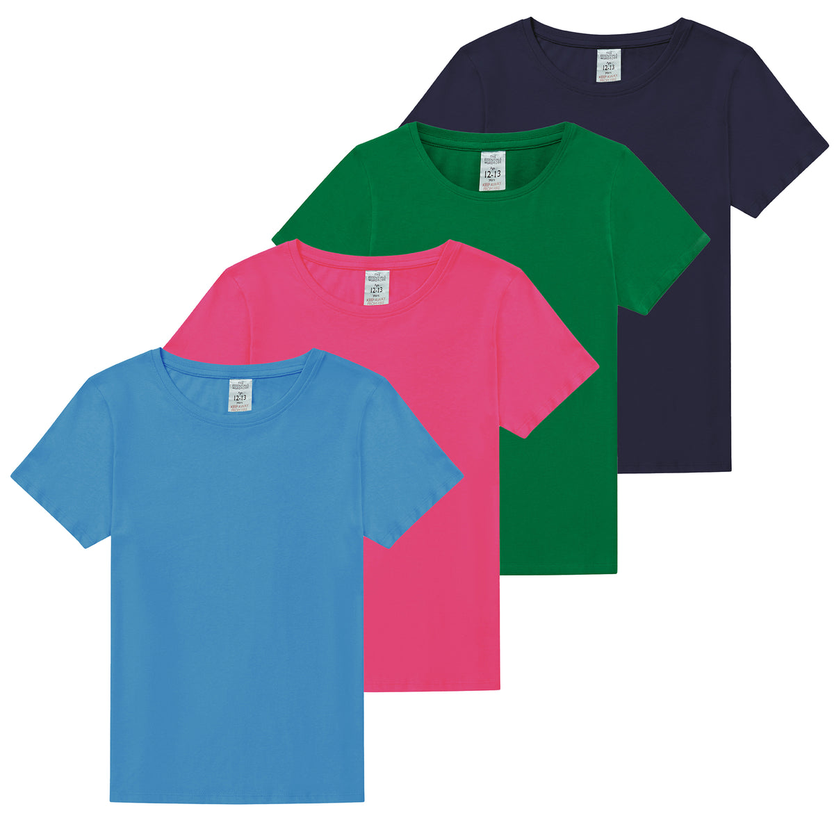 Girls 4 Pack T-Shirt Assorted Colour - Ages 8-13