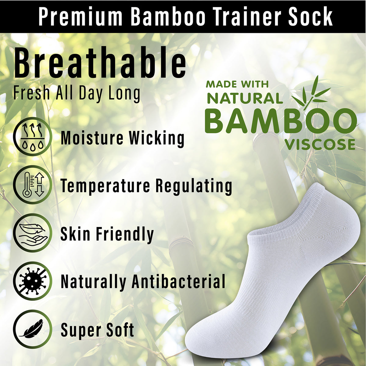 Womens 12 Pack Bamboo Trainer Socks (Assorted)