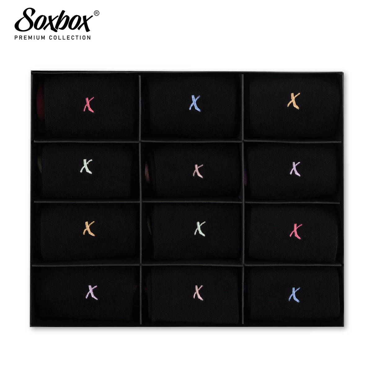 Womens 12 Pack Embroidery Socks - Soxbox