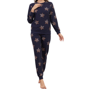 Ladies Star print Fleece Pyjama Set