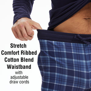 Mens Navy Checked Long Sleeve Pyjama Set 