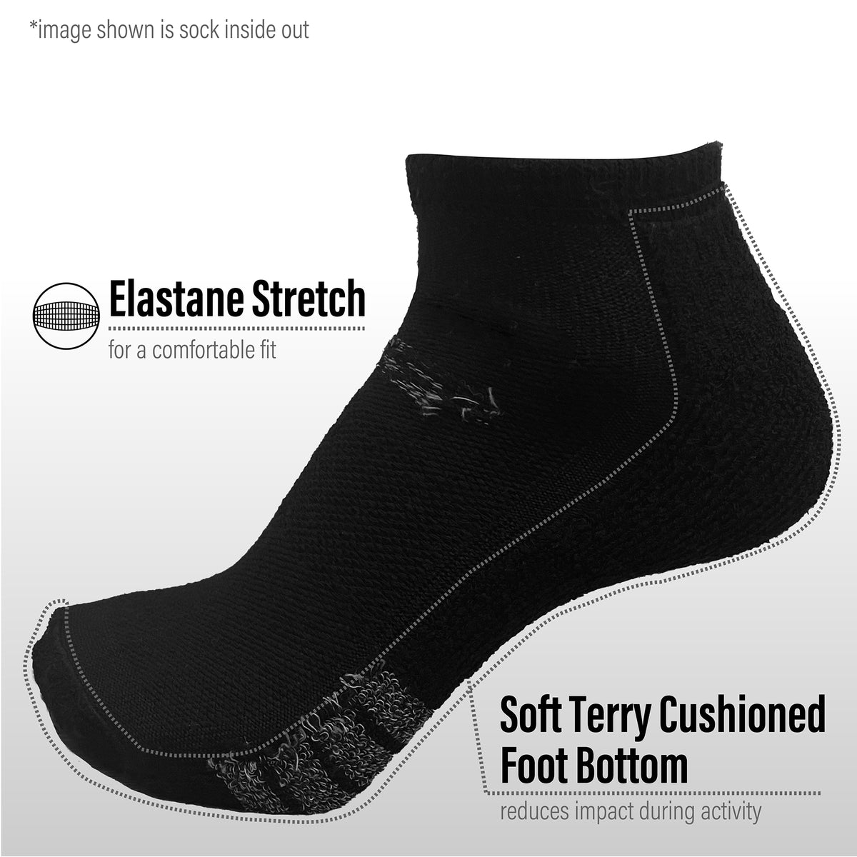 Mens 6 Pack Low Cut Sports Socks Black
