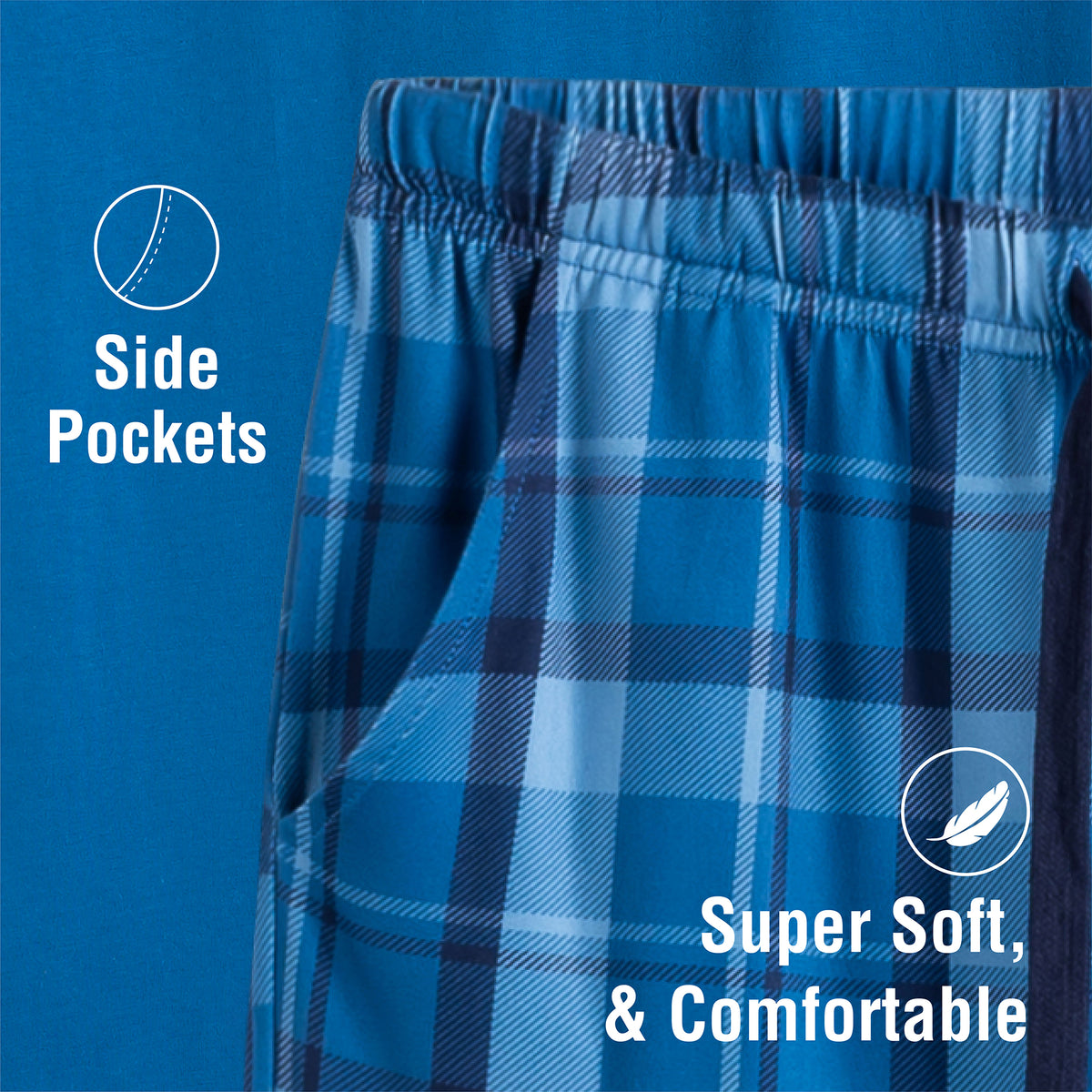 Boys 2pk Navy Checked Pyjamas