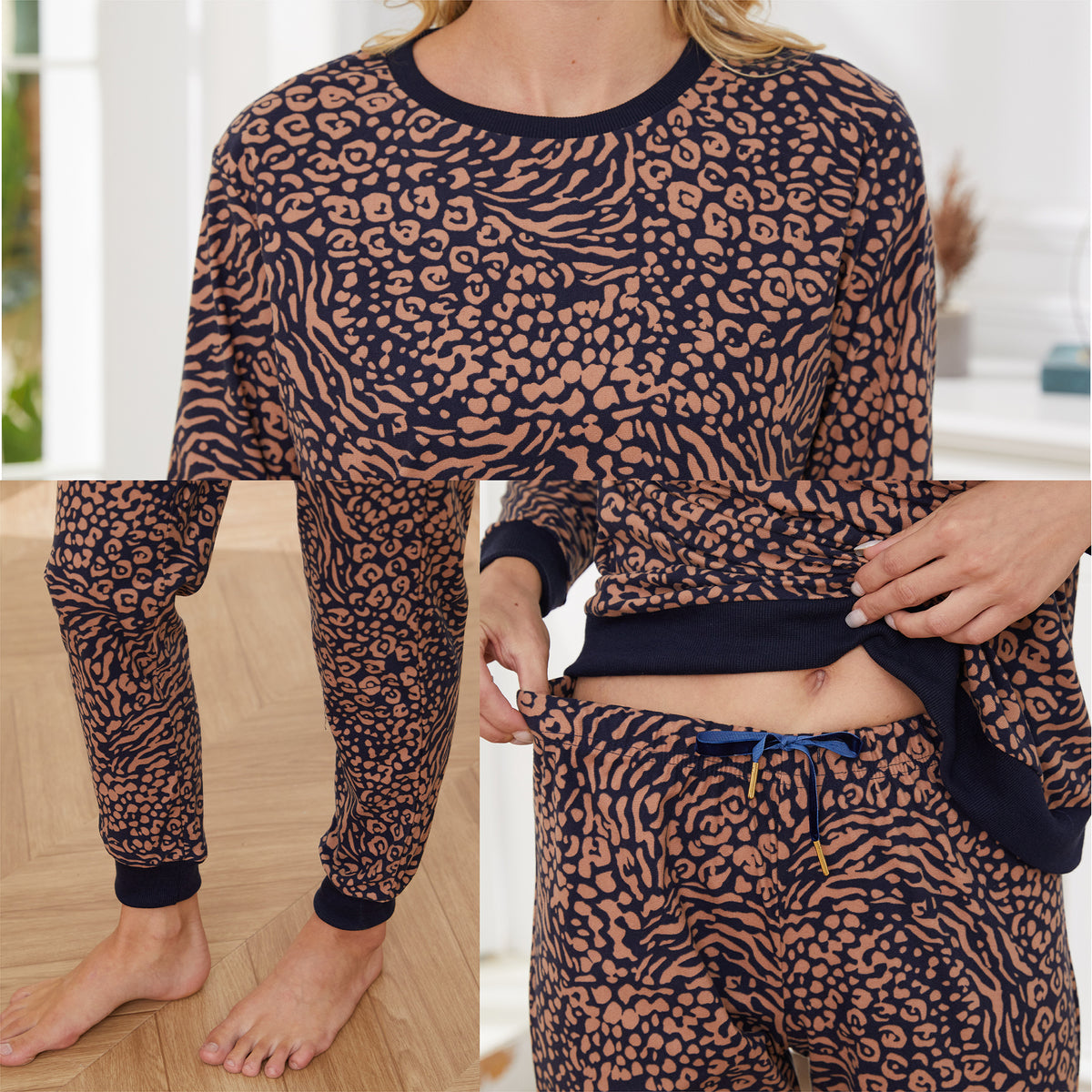 Ladies Navy Hearts Pyjamas Set
