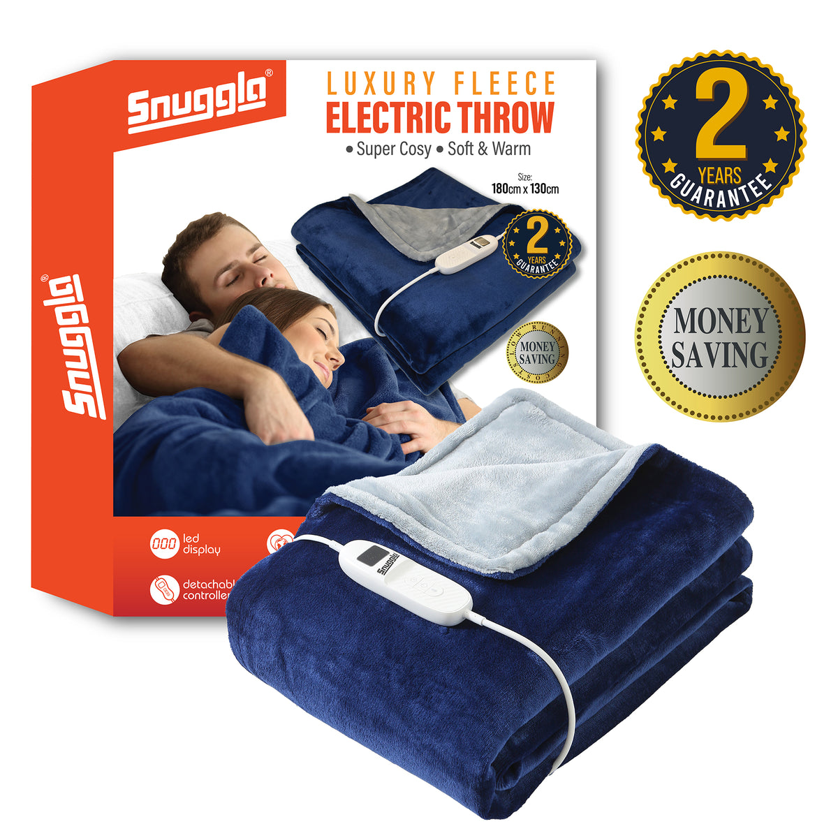 Luxurious Choloate Brown Fleece Heated Electric Throw