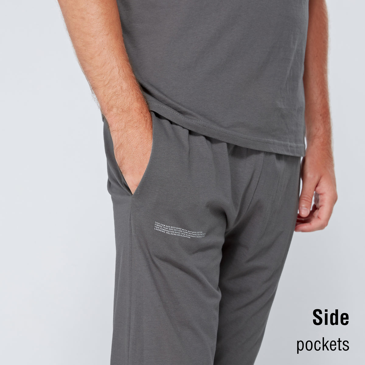 Dark Grey Minimal Print Long Sleeve Pyjama set  