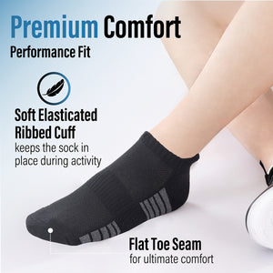 Womens 12 Pack Half Terry Trainer Socks (Black Striped)