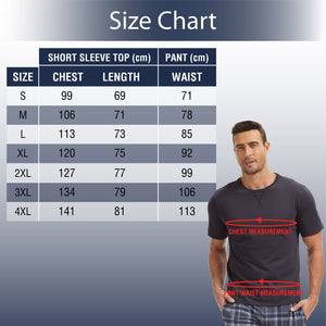 Mens Grey Checked Short Sleeve Long Pyjama Set 