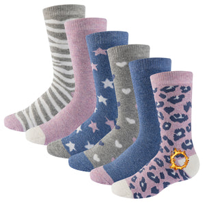 Girls 6pk Thermal Breathable Assorted Socks 
