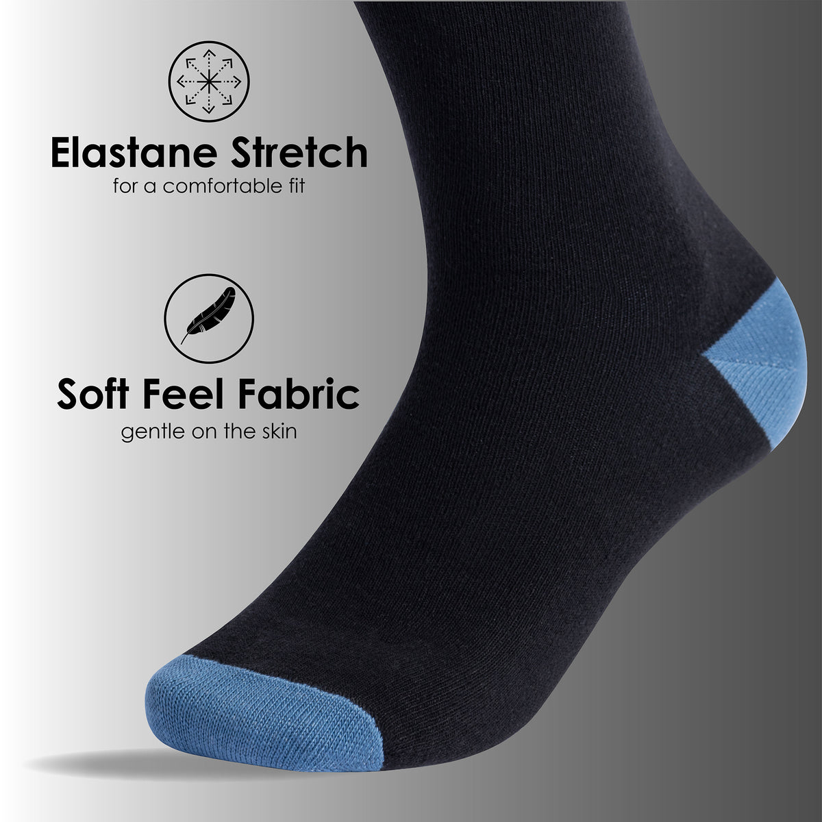 Mens Black 12pk Contrast Socks 