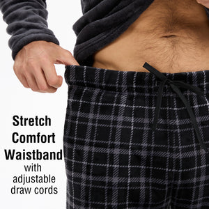 Mens Flannel Fleece Grey Check Pyjama Set 