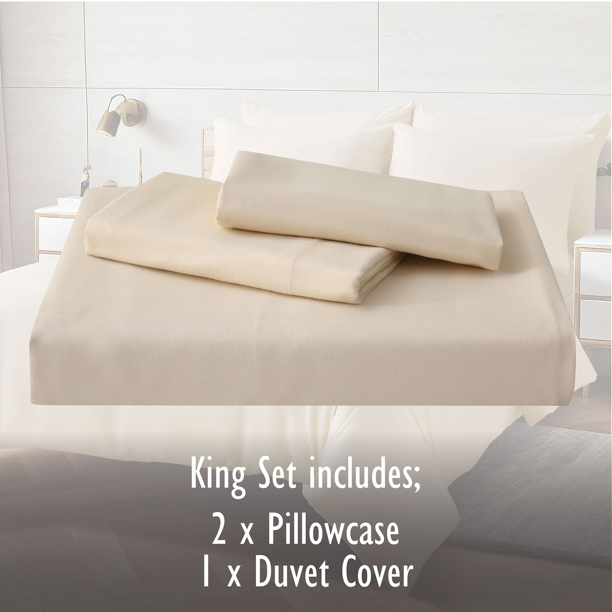 Beige Duvet Cover Set - Microfibre