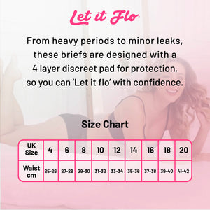 Womens Black 1 Pack Period Briefs (Lace)