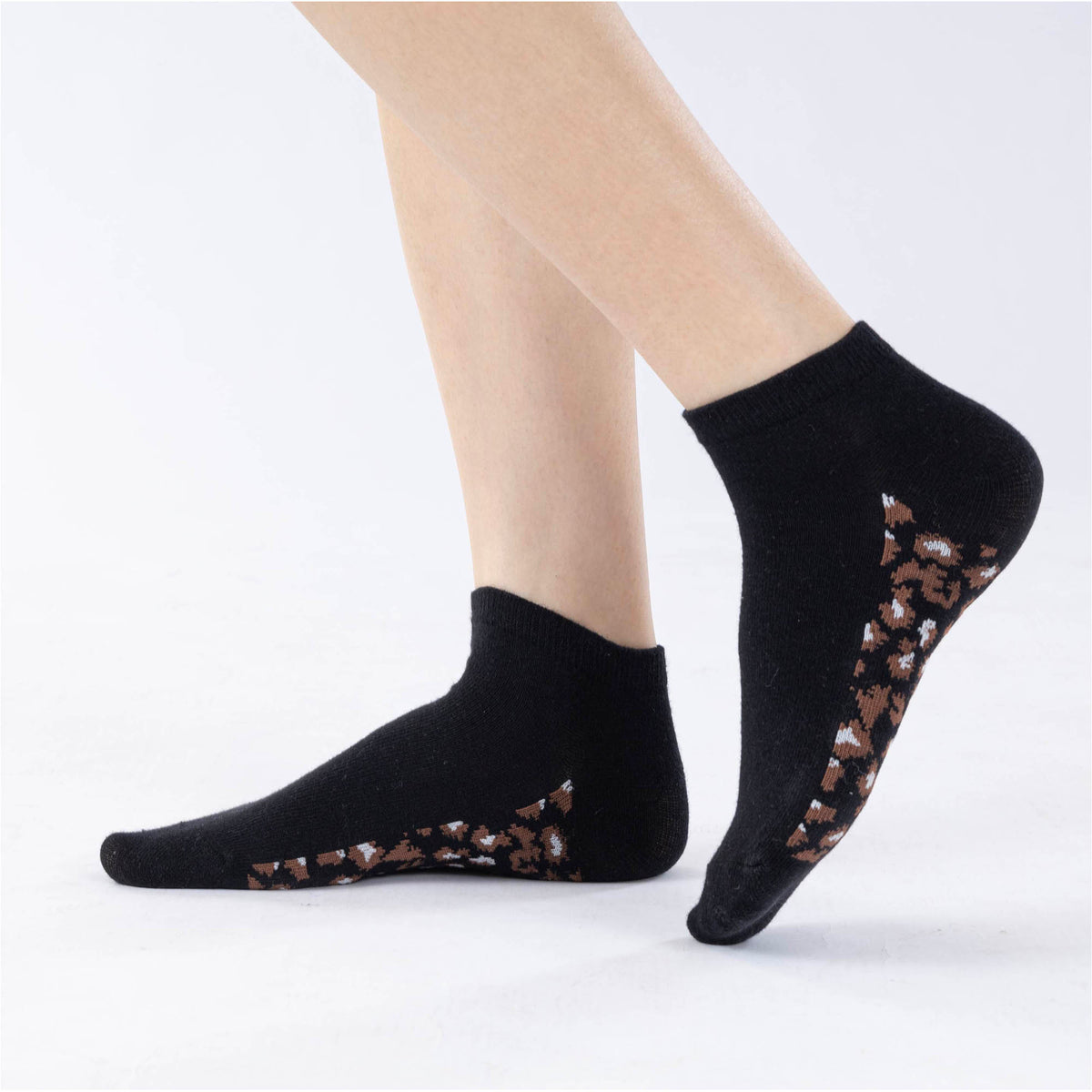 Womens 10 Pack Trainer Liner Socks (Animal - Black)