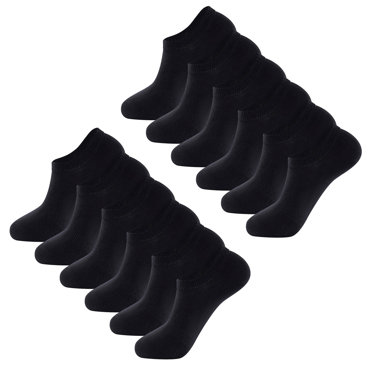 Womens 12 Pack Low Cut Trainer Socks (Black)