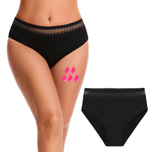 Womens Black 1 Pack Period Briefs (Lace)