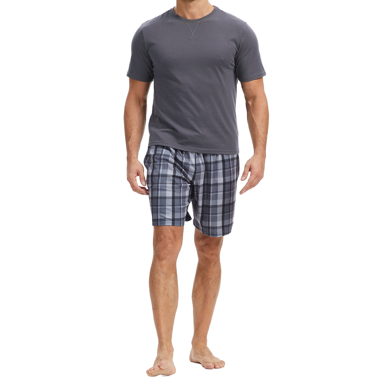 Mens Grey Checked Pyjama Set